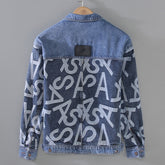 G066 Korean Style Trendy Men's Youth Heavy Craft Wash Denim Stitching Baggy Coat Jacket